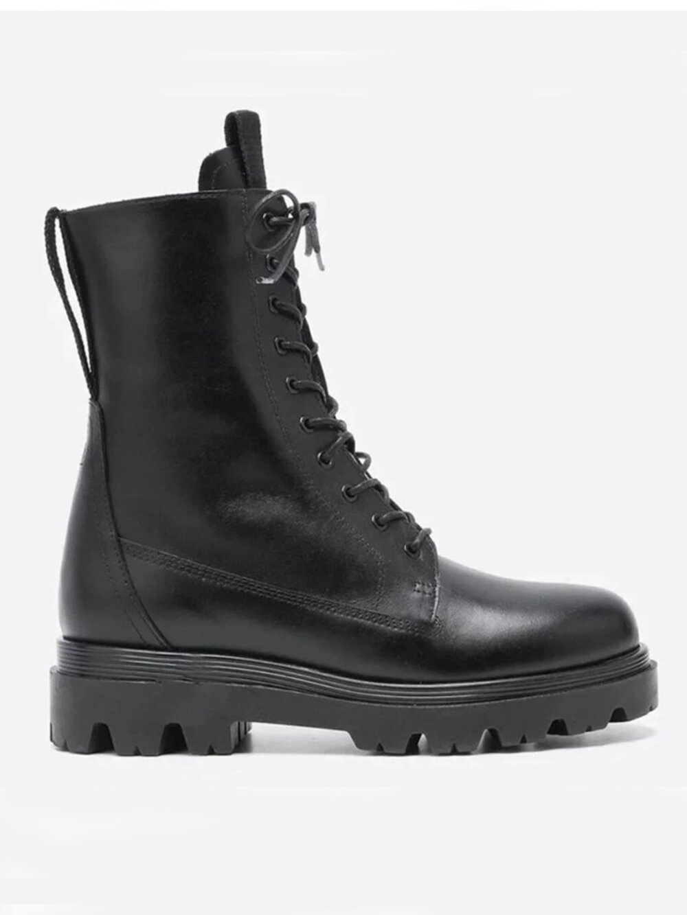 Flattered Black Leather Combat Boots - EU 37 - Picture 4 of 10